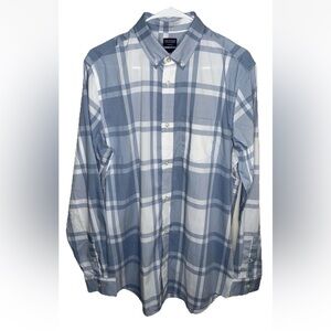 Gap Mens Blue Plaid Button-Down Long Sleeve Shirt Coolmax Ecomade Sz M Tall NWT